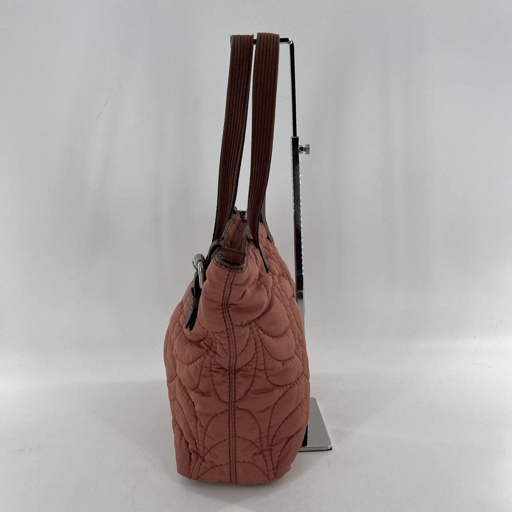 Vintage Fossil Key Per Blush Pink Mauve Shoulder Purse Quilted Leather Buckle - Picture 3 of 16